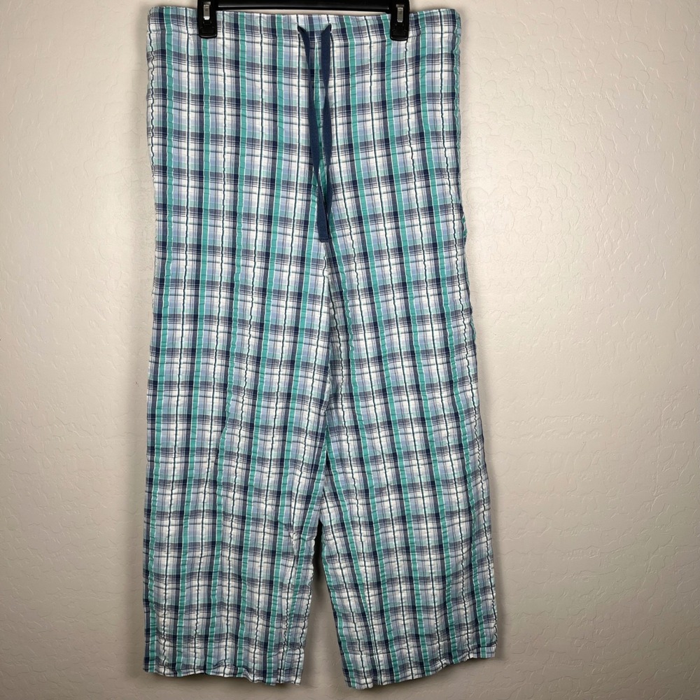 Real‎ Comfort by Chadwick's Plaid Cotton Pajama Pants Women 18W Blue Green White